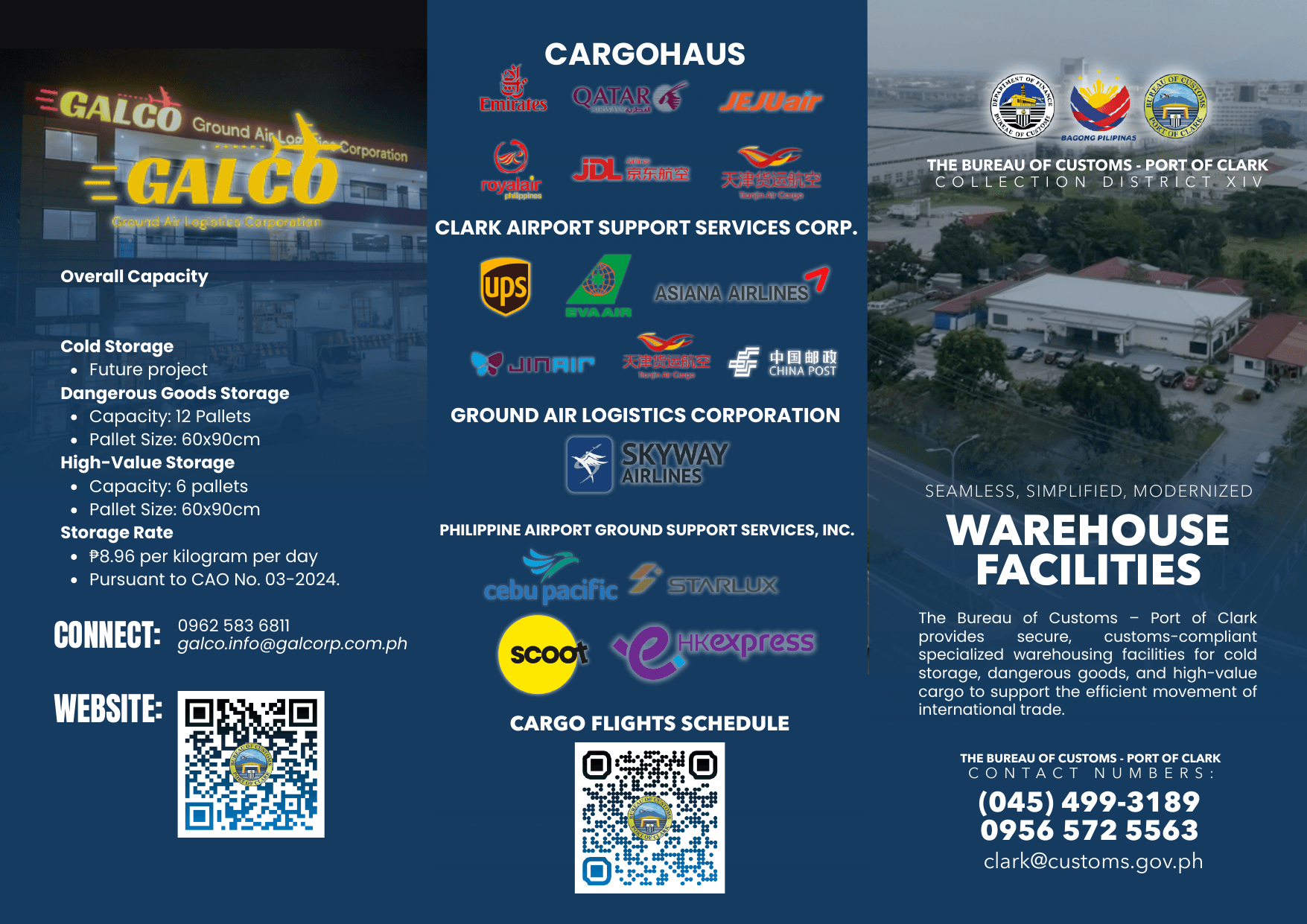 Warehouse facilities brochure overview with Port of Clark warehouse contacts and service providers